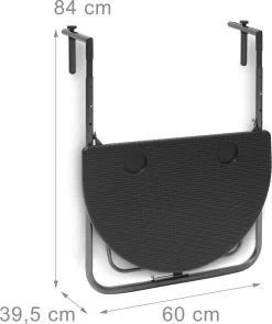 Relaxdays Balkontafel Inklapbaar, Balkon Tafel Rotan, Hangtafel Reling - Zwart -Tuin Kortingswinkel 1006x1200 1