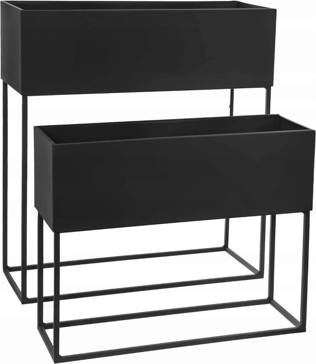Atmosphera Staande Plantenbak Metaal Zwart 2-delig 1 Atmosphera Staande Plantenbak Metaal Zwart 2-delig