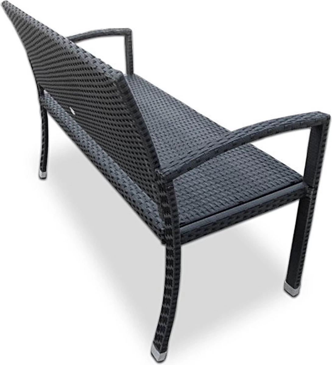 Casaria Polyrattan Tuinbank – 2 Zits UV-bestendig - Zwart 2 Casaria Polyrattan Tuinbank – 2 Zits UV-bestendig - Zwart - Afbeelding 2