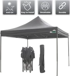 MaxxGarden Easy-up Partytent - 3x3m - Standaard - Waterdicht - Opvouwbaar - Inclusief Draagtas - Antraciet 11 MaxxGarden Easy-up Partytent - 3x3m - Standaard - Waterdicht - Opvouwbaar - Inclusief Draagtas - Antraciet -Tuin Kortingswinkel 1115x1200 2