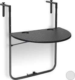 Relaxdays Balkontafel Inklapbaar, Balkon Tafel Rotan, Hangtafel Reling - Zwart -Tuin Kortingswinkel 1123x1200