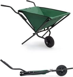 Relaxdays Kruiwagen Opvouwbaar - Inklapbare Tuinwagen - Vouwkruiwagen - Groen - 50 L -Tuin Kortingswinkel 1133x1200