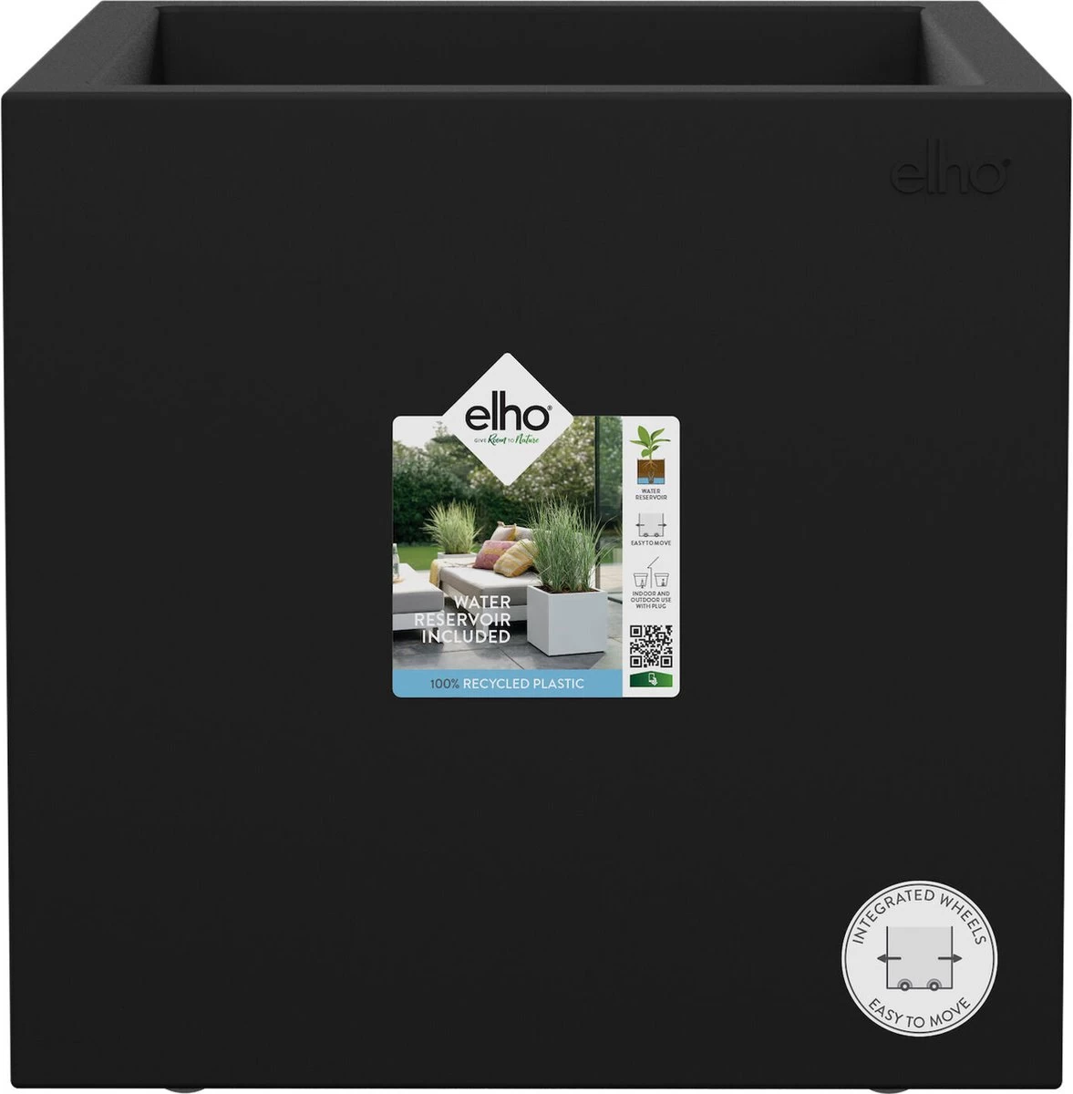 Elho Vivo Next Vierkant 30 - Plantenbak Voor Binnen & Buiten - Ø 29.5 X H 29.5 Cm - Zwart/Living Black 1 Elho Vivo Next Vierkant 30 - Plantenbak Voor Binnen & Buiten - Ø 29.5 X H 29.5 Cm - Zwart/Living Black