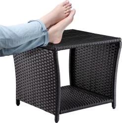 Casaria Polyrattan Bijzettafel - WPC Tafelblad 45x45x40cm – Zwart -Tuin Kortingswinkel 1191x1200 1