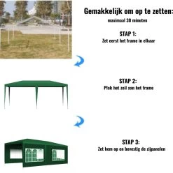Merkloos Partytent - Paviljoen Opvouwbaar - Easy Up Tuintent Met Zijpanelen - Groen/ 6m X 3m/ 120g/m² -Tuin Kortingswinkel 1197x1200 9