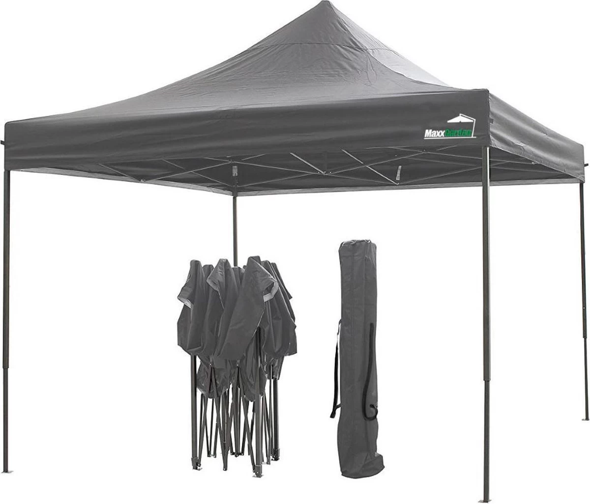 MaxxGarden Easy-up Partytent - 3x3m - Standaard - Waterdicht - Opvouwbaar - Inclusief Draagtas - Antraciet 1 MaxxGarden Easy-up Partytent - 3x3m - Standaard - Waterdicht - Opvouwbaar - Inclusief Draagtas - Antraciet