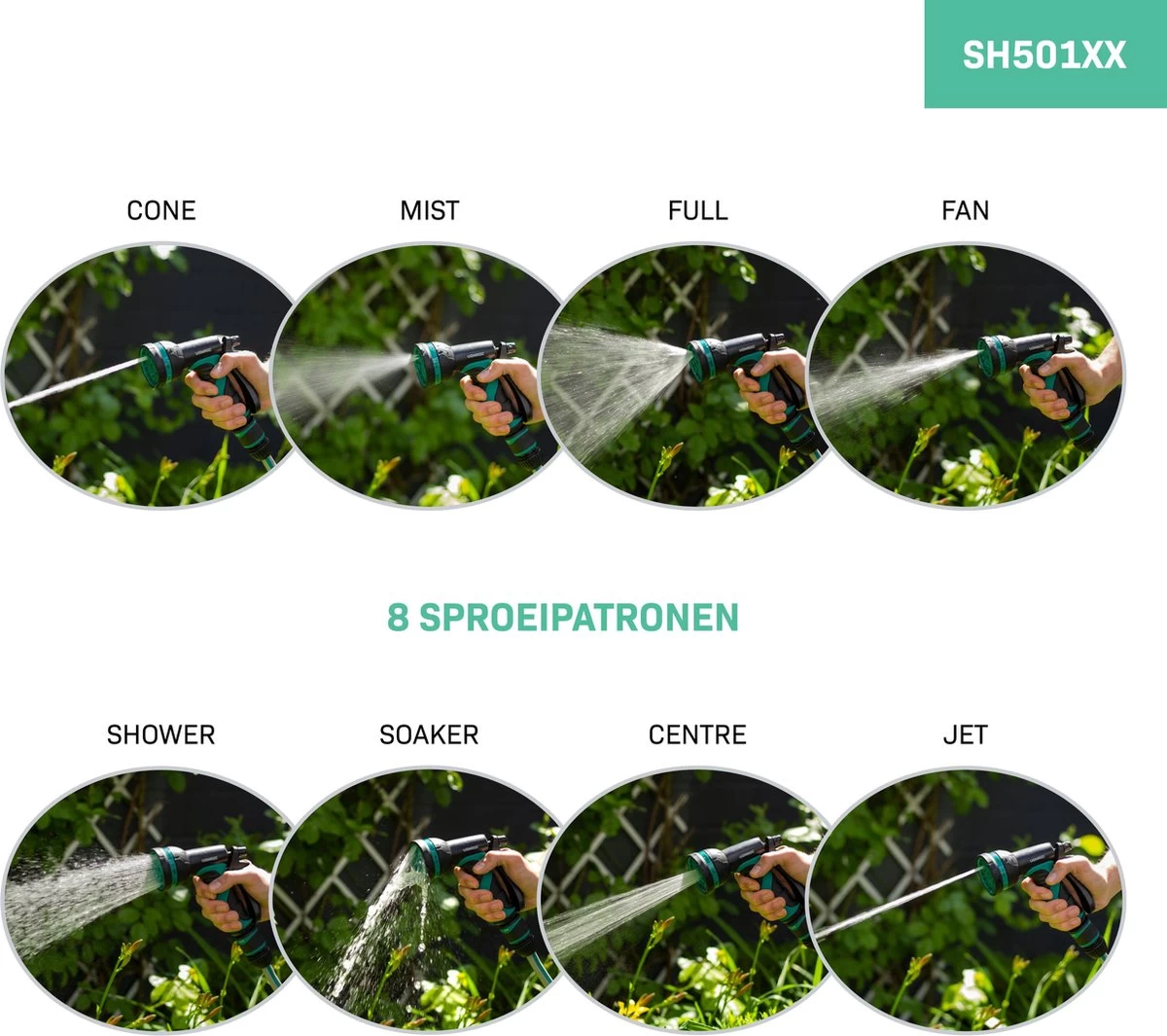 VONROC Broespistool & Spuitstuk Set – 8 Sproeipatronen En Regelbare Watertoevoer – Incl. Koppelingen 2 VONROC Broespistool & Spuitstuk Set – 8 Sproeipatronen En Regelbare Watertoevoer – Incl. Koppelingen - Afbeelding 2