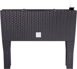 Prosperplast Kunststof Rato Plantenbak Op Poten Met Irrigatiesysteem Antraciet 80 X 33 X 62 Cm - 72 Liter - Balkonbakken/bloembakken