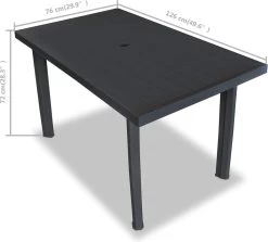 VidaXL Tuintafel 126x76x72 Cm Kunststof Antraciet -Tuin Kortingswinkel 1200x1082