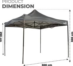 MaxxGarden Easy-up Partytent - 3x3m - Standaard - Waterdicht - Opvouwbaar - Inclusief Draagtas - Antraciet 9 MaxxGarden Easy-up Partytent - 3x3m - Standaard - Waterdicht - Opvouwbaar - Inclusief Draagtas - Antraciet -Tuin Kortingswinkel 1200x1086 3