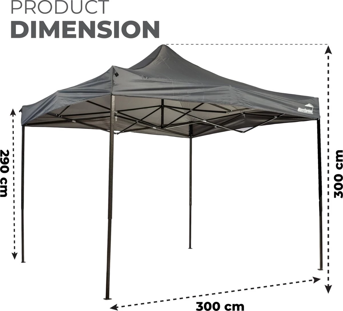 MaxxGarden Easy-up Partytent - 3x3m - Standaard - Waterdicht - Opvouwbaar - Inclusief Draagtas - Antraciet 3 MaxxGarden Easy-up Partytent - 3x3m - Standaard - Waterdicht - Opvouwbaar - Inclusief Draagtas - Antraciet - Afbeelding 3