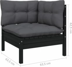 VidaXL 3-delige Loungeset Met Kussens Massief Grenenhout Zwart -Tuin Kortingswinkel 1200x1103 1