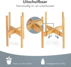 LifeGoods Planten Standaard - Uitschuifbare Bloempothouder - 20 Tot 30 Cm - Licht Bamboe -Tuin Kortingswinkel 1200x1130 7