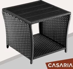 Casaria Polyrattan Bijzettafel - WPC Tafelblad 45x45x40cm – Zwart -Tuin Kortingswinkel 1200x1138 1