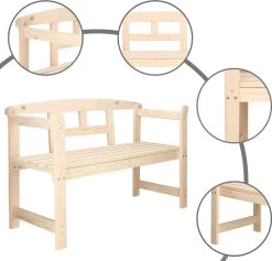 Merkloos Springos Tuinbank | Tuinbankje | Zitbank Buiten | Naaldhout | 119 X 78 X 45 Cm | Licht -Tuin Kortingswinkel 1200x1152 3