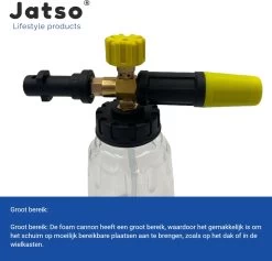 Jatso® Foam Cannon - Snow Foam - Foam Gun - Schuimlans - Foam Gun Auto - Foam Lance - Schuimsproeier - Snow Foam Cannon - Past Op Karcher K1 T/m K7 - Messing - Afneembaar Pistool -Tuin Kortingswinkel 1200x1153 2