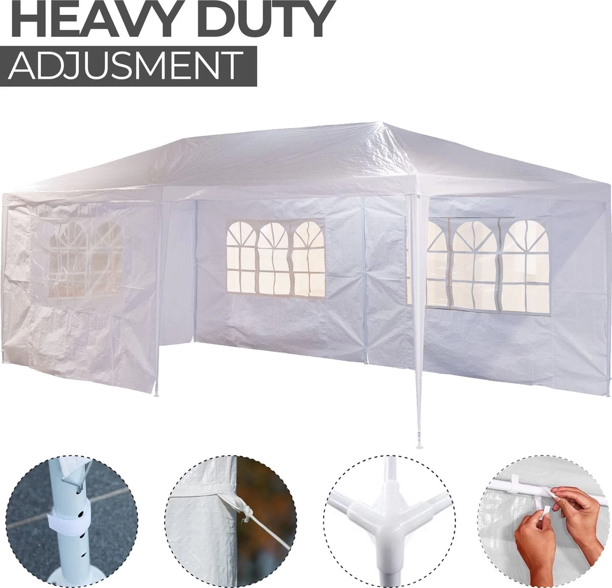 MaxxGarden Partytent - Paviljoen - 300 X 600 X 250 Cm - Met Zijwanden - Waterdicht Pro - 32mm Buizen – Wit 3 MaxxGarden Partytent - Paviljoen - 300 X 600 X 250 Cm - Met Zijwanden - Waterdicht Pro - 32mm Buizen – Wit - Afbeelding 3