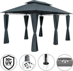 Casaria Paviljoen Topas 3x4m - UV-bescherming 50+ - Antraciet -Tuin Kortingswinkel 1200x1160 4