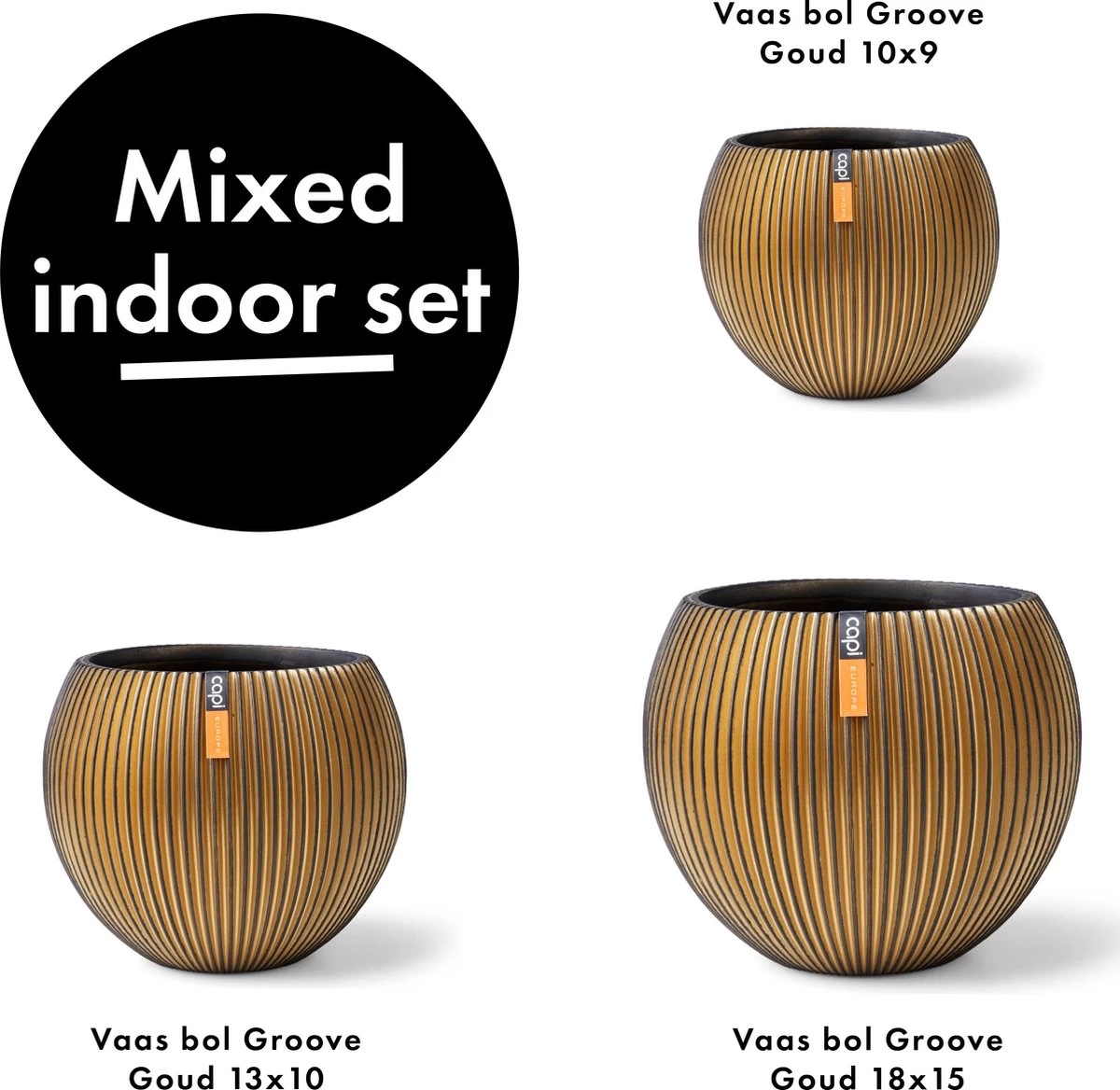 Capi Europe - Set Van 3 - Bloempot Binnen - Groove - - Goud - Bloempot Voor Binnen - BOX-BGVGB-3 2 Capi Europe - Set Van 3 - Bloempot Binnen - Groove - - Goud - Bloempot Voor Binnen - BOX-BGVGB-3 - Afbeelding 2