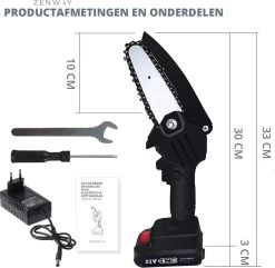 Zenway - Mini Kettingzaag - Snoeizaag - Kettingzaag - Kettingzaag Elektrisch Met 1 Accu- Inclusief Koffer - 1 Extra Accu - Zwart -Tuin Kortingswinkel 1200x1169 1