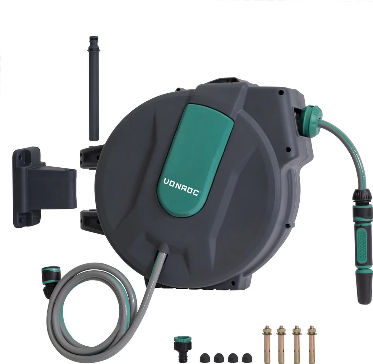 VONROC Automatische Slanghaspel – Incl. 25m Tuinslang, Aansluitslang, Spuitstuk, Koppelingen & Kraanaansluiting 8 VONROC Automatische Slanghaspel – Incl. 25m Tuinslang, Aansluitslang, Spuitstuk, Koppelingen & Kraanaansluiting - Afbeelding 8