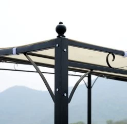 Outsunny Pergola Partytent Paviljoen Overkapping Tent Metaal Crème 297x297 Cm 84C-038 -Tuin Kortingswinkel 1200x1175 5