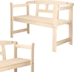 Merkloos Springos Tuinbank | Tuinbankje | Zitbank Buiten | Naaldhout | 119 X 78 X 45 Cm | Licht -Tuin Kortingswinkel 1200x1178 8