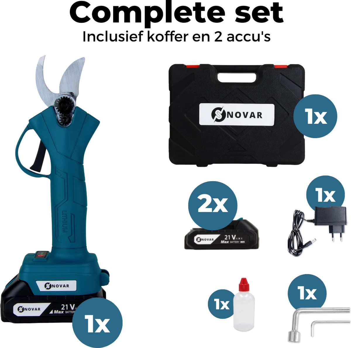 NovarGarden® Elektrische Snoeischaar NG1 - 2x Accu - Elektrisch - Takkenschaar - Op Batterij - 28mm 11 NovarGarden® Elektrische Snoeischaar NG1 - 2x Accu - Elektrisch - Takkenschaar - Op Batterij - 28mm - Afbeelding 11