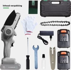 Mardin Mini Kettingzaag - Snoeizaag - Kettingzaag - Kettingzaag Electrisch Met 2 Accu - Inclusief Koffer - 1 Extra Accu - Grijs -Tuin Kortingswinkel 1200x1193 3