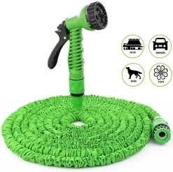 Uitrekbare Tuinslang Tot 15 Meter Van MD-goods ® - Tuinsproeier - Tuin Besproeien - Waterslang - Sproeikop - Groen - Flexibel Elastisch