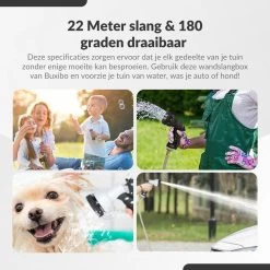 Buxibo - Wandslangenbox 20 Meter + 2 Meter - Tuinslang Met Haspel - 9 Sproei Standen - Slangenhouder 180° Draaibaar - Tuinslanghaspel Zwart+ Gratis Sproeier - Zwart -Tuin Kortingswinkel 1200x1200 1002