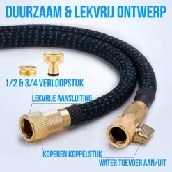 Strex Flexibele Tuinslang 15M Met Sproeikop - Uitrekbaar - Incl. Koppelingen, Ophanghaak & Opbergzak -Tuin Kortingswinkel 1200x1200 1266