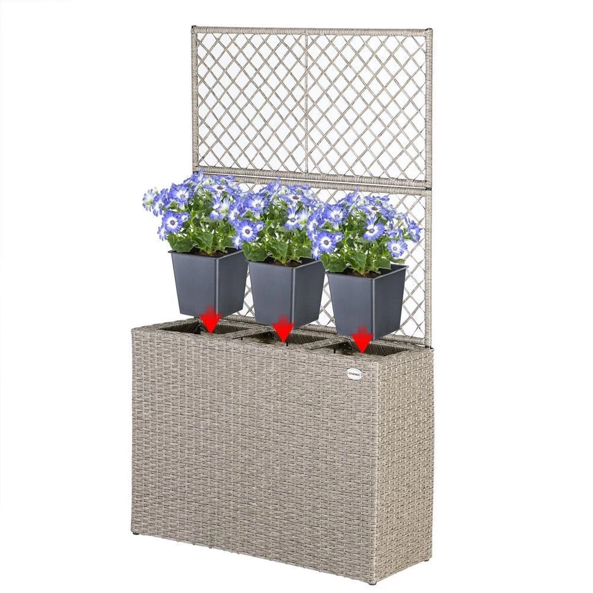 Casaria Polyrattan Bloembak – 3 Bakken Klimophek - Crème 4 Casaria Polyrattan Bloembak – 3 Bakken Klimophek - Crème - Afbeelding 4