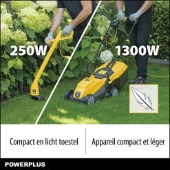 Powerplus POWXG6212T Elektrische Grasmaaier - Grasmachine Voor Kleine En Middelgrote Tuin - 1300W - Maaibreedte 320mm - Verstelbare Maaihoogte - 30L Opvangbak - Incl. Grastrimmer 250W -Tuin Kortingswinkel 1200x1200 233