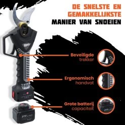 Reichlër® Elektrische Snoeischaar - 40 Mm Snijdiameter - 2x Accu - Anti-cut Functie - Heggenschaar - Takkenschaar - Zwart -Tuin Kortingswinkel 1200x1200 3