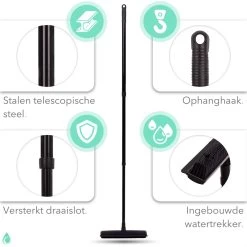 CLEANLY® Rubberen Bezem Met Vloerwisser - Kappersbezem - Zachte Bezem Binnen & Buiten - Vloertrekker Met Steel - 68-150 Cm -Tuin Kortingswinkel 1200x1200 351