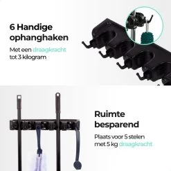 CLEANLY® Bezemhouder - Ophangsysteem Voor Tuingereedschap - Bezem Ophangsysteem - Gereedschapshouder Met Ophanghaken - ABS -Tuin Kortingswinkel 1200x1200 370