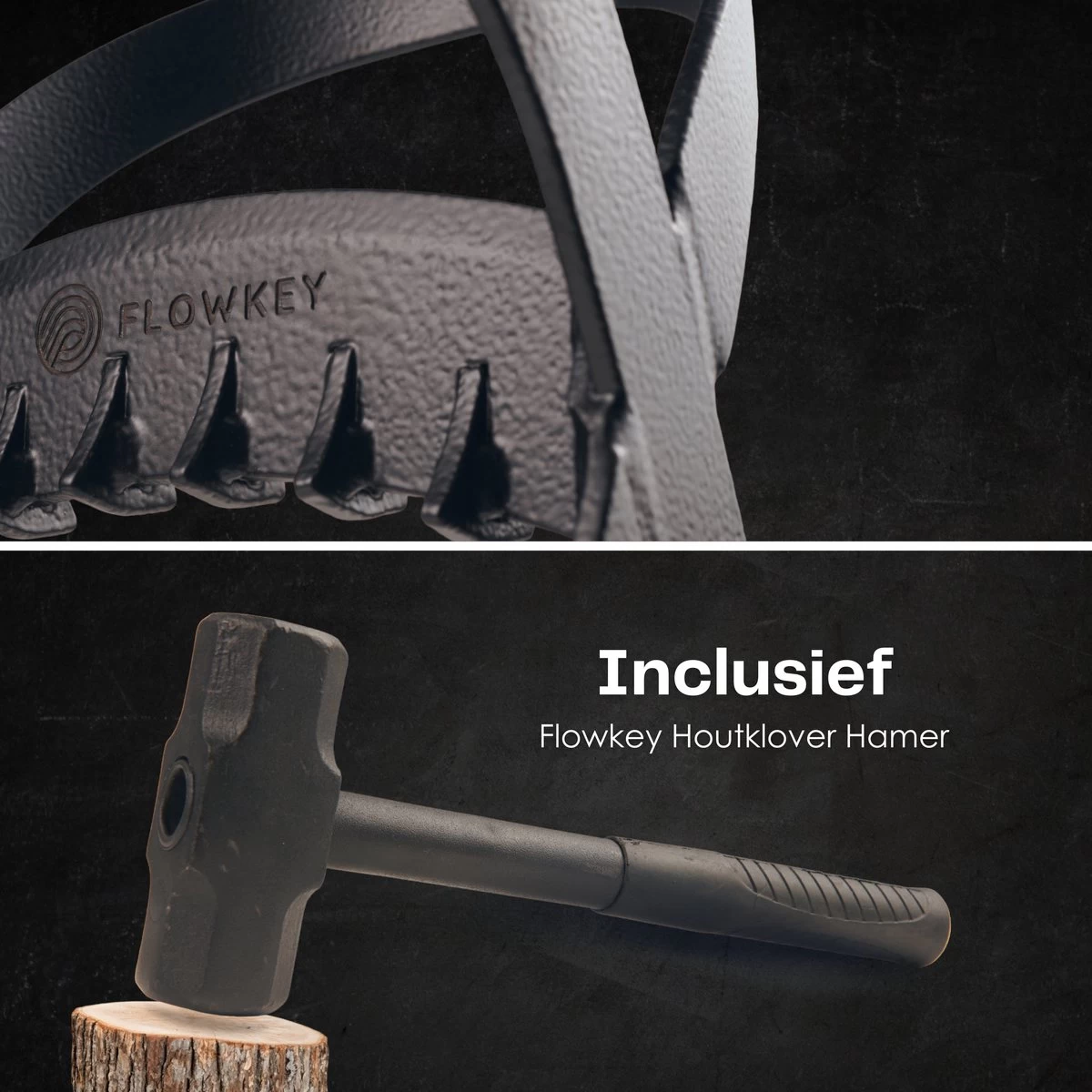 Flowkey® Houtklover - Houtsplijter Bijl - Houtkliever Kloofwig Gietijzer - Voor Hout & Aanmaakhout - Inclusief Gratis Hamer 2 Flowkey® Houtklover - Houtsplijter Bijl - Houtkliever Kloofwig Gietijzer - Voor Hout & Aanmaakhout - Inclusief Gratis Hamer - Afbeelding 2
