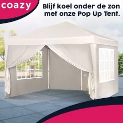 Waterdichte Partytent 3x3 Meter Opvouwbaar Met Zijwanden- Paviljoen Met Zijpanelen - Easy Up - Pop-up Tent Met Haringen, Touw En Anti Slip Poten -Tuin Kortingswinkel 1200x1200 521
