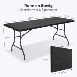 LifeGoods Klaptafel - Inklapbaar - 180 Cm - 6 Tot 8 Personen - Zwart -Tuin Kortingswinkel 1200x1200 552