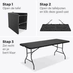 LifeGoods Klaptafel - Inklapbaar - 180 Cm - 6 Tot 8 Personen - Zwart -Tuin Kortingswinkel 1200x1200 554