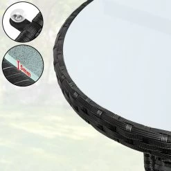 Casaria Polyrattan Bijzettafel 80cm Rond - 5mm Veiligheidsglas – Zwart -Tuin Kortingswinkel 1200x1200 563