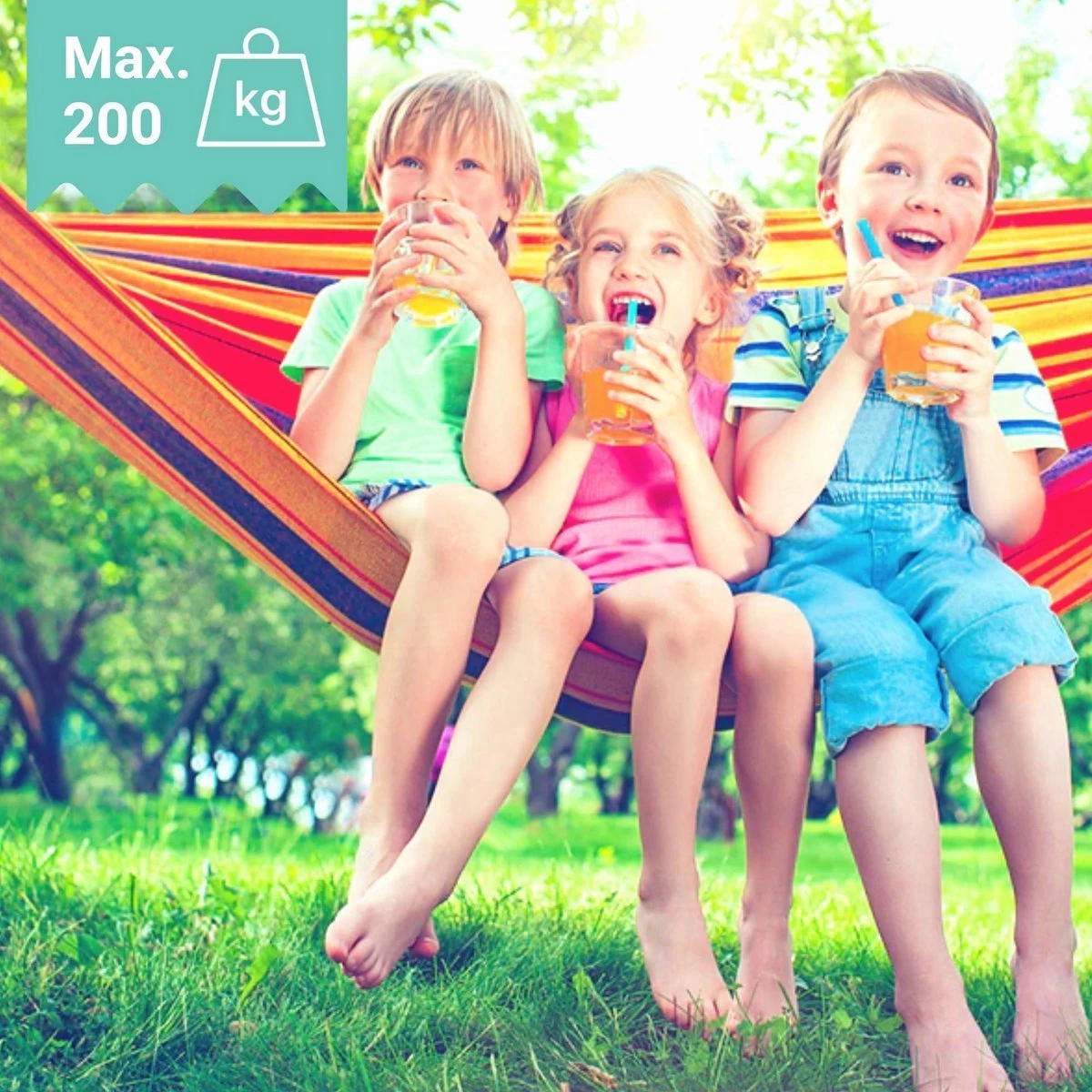 Dubbele Hangmat Rood Met Spreidstok - 1 Of 2 Persoons - Lig Oppervlak 190x150cm - Lengte 260cm 4 Dubbele Hangmat Rood Met Spreidstok - 1 Of 2 Persoons - Lig Oppervlak 190x150cm - Lengte 260cm - Afbeelding 4