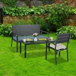 Relaxdays Tuinbank Met Kussen - 2 Zits Buitenbank Metaal - Balkonbank Kunststof - Voortuin -Tuin Kortingswinkel 1200x1200 687