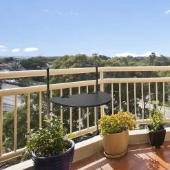 Relaxdays Balkontafel Inklapbaar, Balkon Tafel Rotan, Hangtafel Reling - Zwart -Tuin Kortingswinkel 1200x1200 807