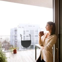 Relaxdays Balkontafel Inklapbaar, Balkon Tafel Rotan, Hangtafel Reling - Zwart -Tuin Kortingswinkel 1200x1200 808