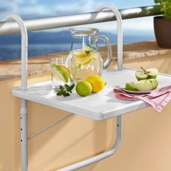 Luxe Inklapbare Balkontafel – 52 X 40 X 56cm – Wit – Hangend – Balkonbar – Balkontafels – Balkontafeltje – Hangtafel Balkon – Balcony Table – Voor Aan Het Balkon – Ophangbaar – Opklapbaar – Tafel – Inklapbaar – Buiten – Tafeltje – Klaptafel -Tuin Kortingswinkel 1200x1200 817