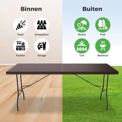 LifeGoods Klaptafel - Inklapbaar - 180 Cm - 6 Tot 8 Personen - Bruin -Tuin Kortingswinkel 1200x1200 837