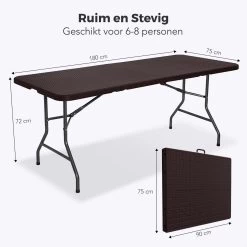 LifeGoods Klaptafel - Inklapbaar - 180 Cm - 6 Tot 8 Personen - Bruin -Tuin Kortingswinkel 1200x1200 838