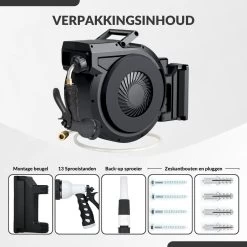 Buxibo - Wandslangenbox 20 Meter + 2 Meter - Tuinslang Met Haspel - 9 Sproei Standen - Slangenhouder 180° Draaibaar - Tuinslanghaspel Zwart+ Gratis Sproeier - Zwart -Tuin Kortingswinkel 1200x1200 995
